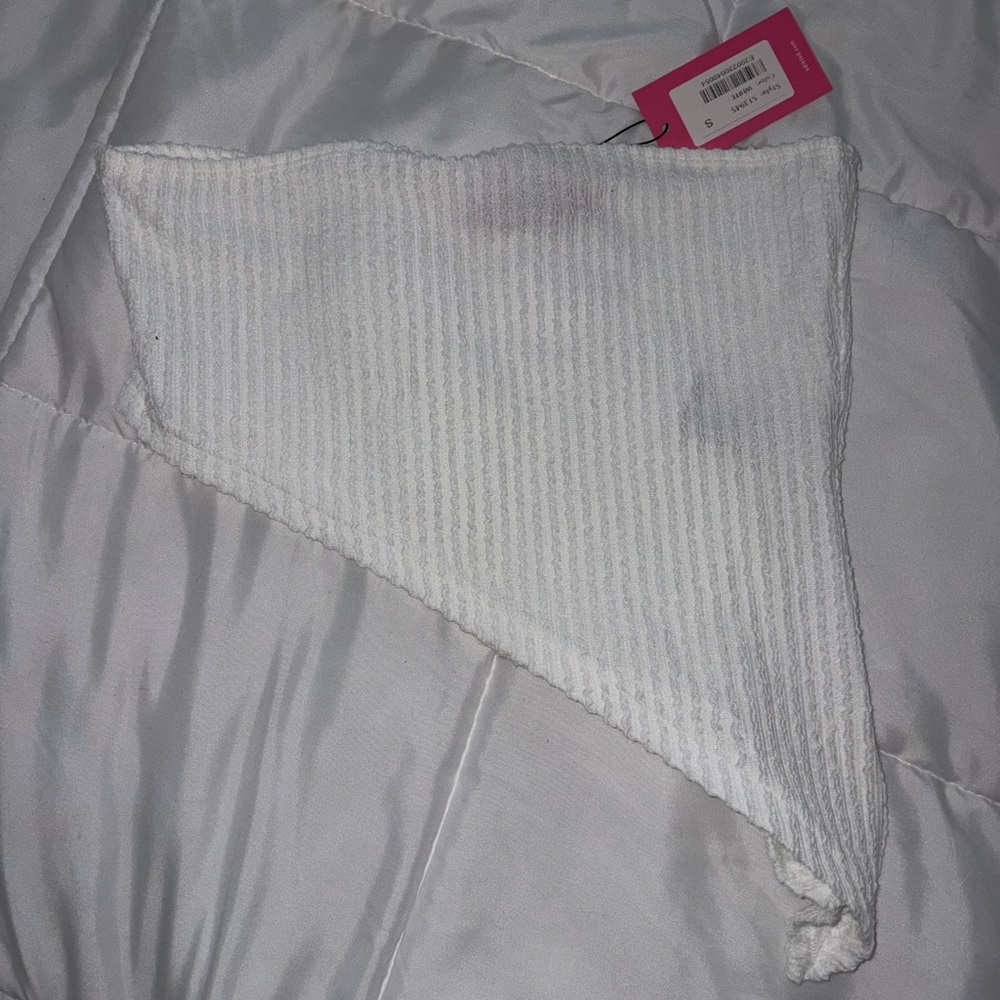 White Ribbed Bandana Top